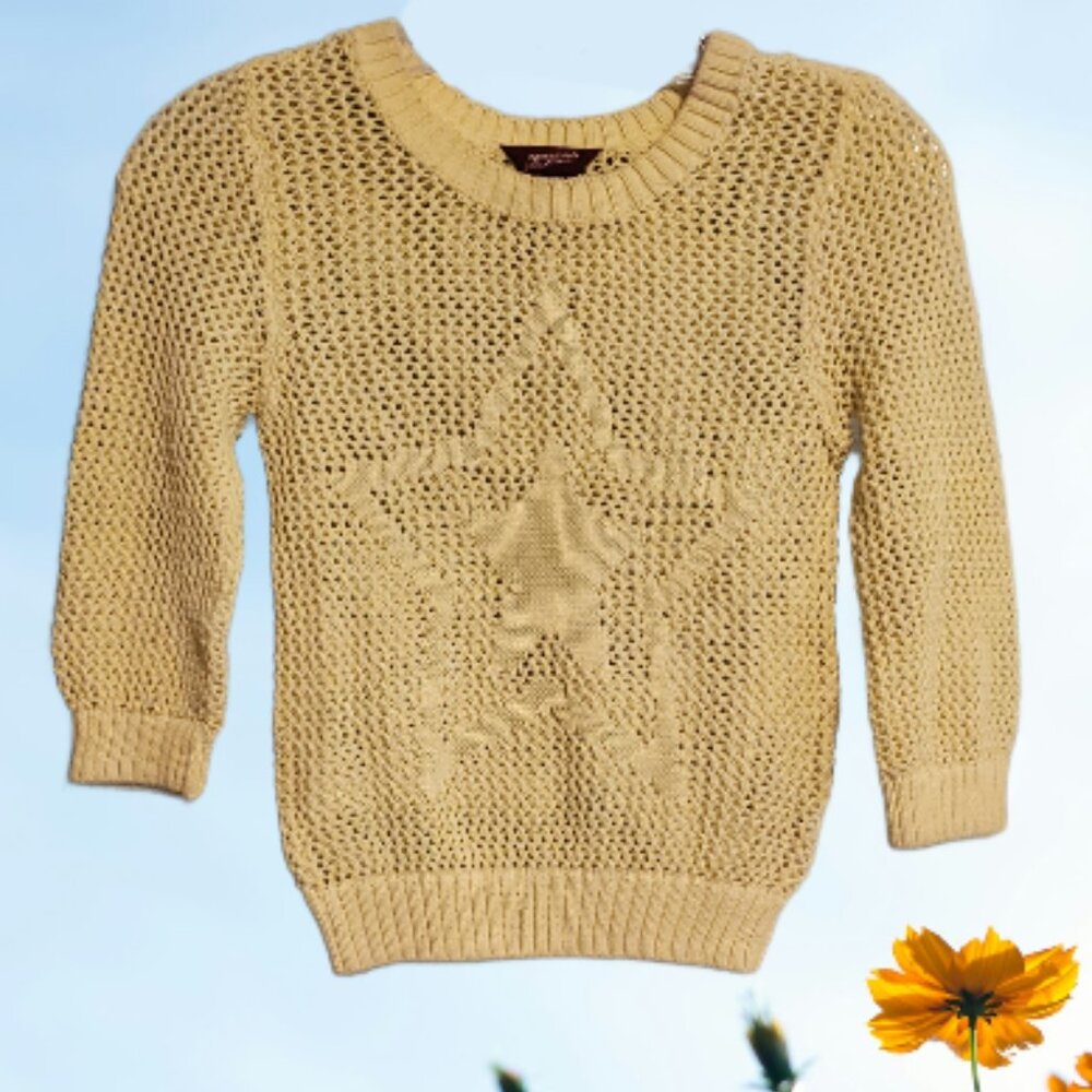 Arizona Jean Co Girl Yellow Knitted Cotton Breathable Full Sleeve Top Size 6/7 - Picture 2 of 6